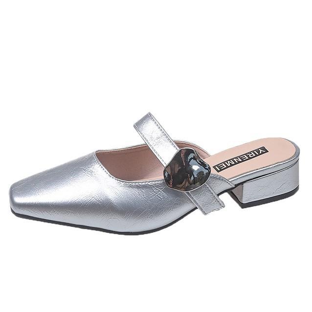 Pantoufles Baotou pour femmes été nouveau tempérament polyvalent à enfiler à talons bas Velcro chaussures simples