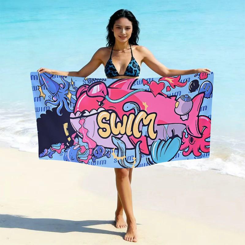 Ultrafine Microfiber Beach Towel Thick Quick Dry Bath Absorbent Swim Custom Print Design Adults Kids Pool Travel