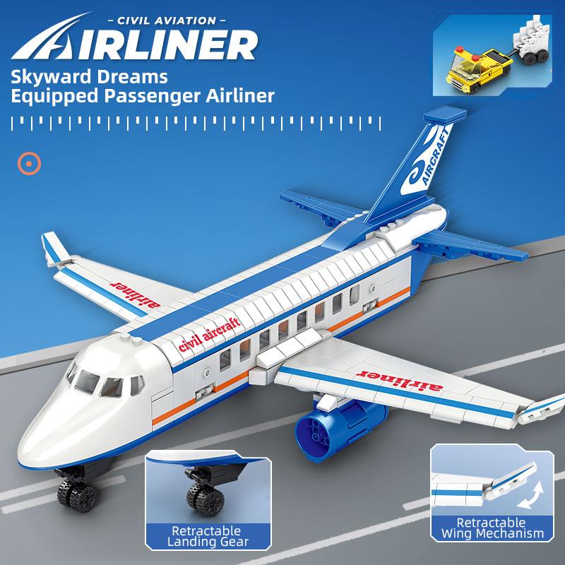 Space Passenger Aircraft Building Blocks City Cargo Plane Construction Model Kids Educational Toys Gift for Boys and Girls