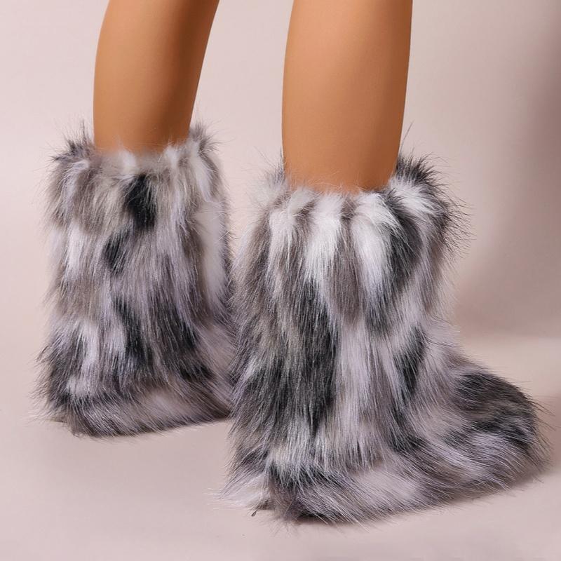 Women Platform Fur Ankle Boots Flats Shoes Winter 2025 New Trend Gladiator Casual Sneaker Fashion Short Plush Warm Botas Mujer