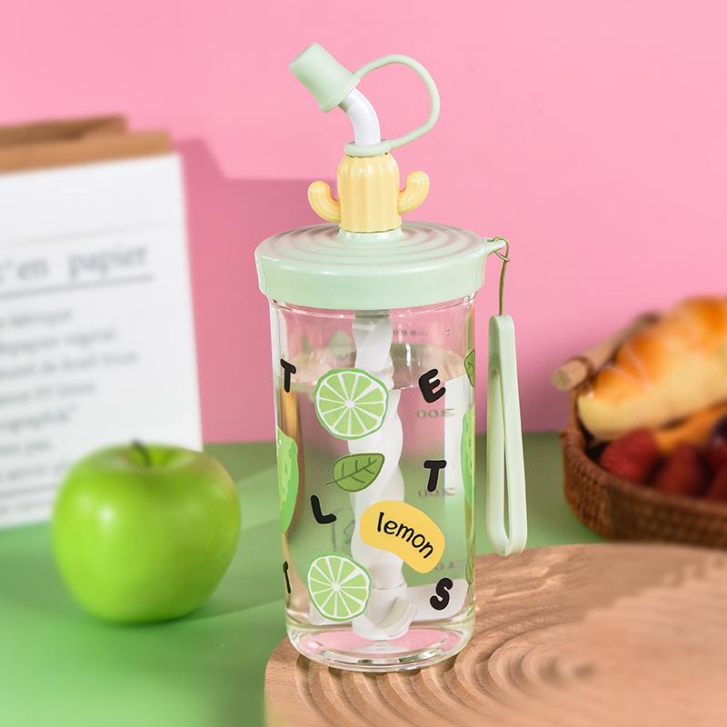 Portable Straw Water Bottle Cute Straw Cup Ice Tumbler for Women Girls Large Capacity Plastic Cup Ins Style Milk Tea Coffee Mug