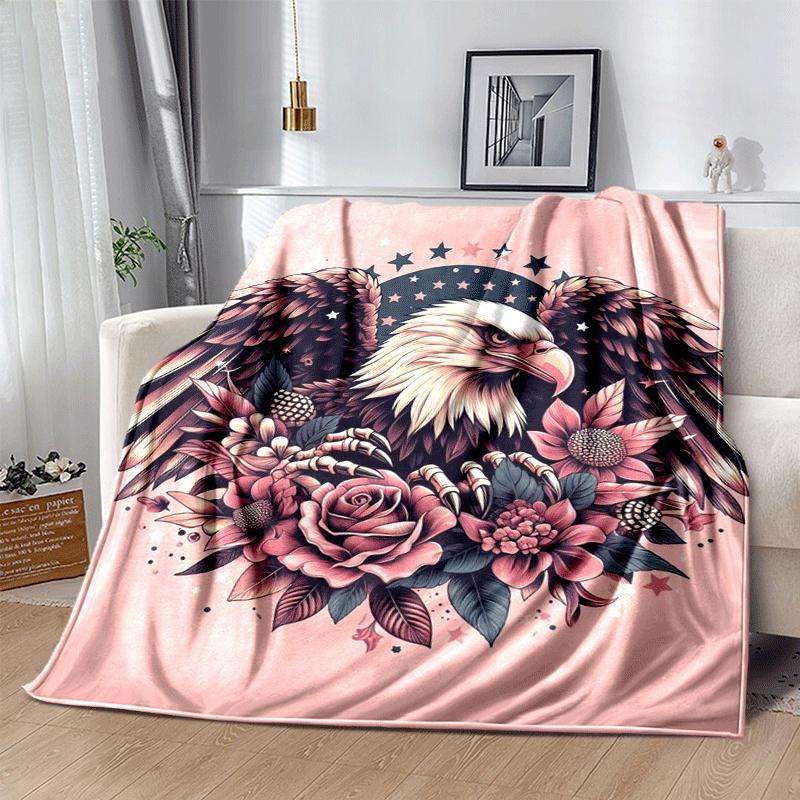1pc Eagle Printing Lightweight Flannel Blanket, Comfortable and Warm Blanket, for Camping Sofa Bed and Couch Office, in All Seasons