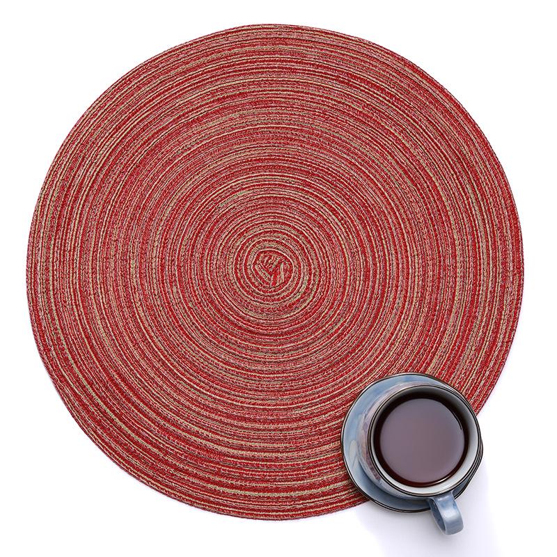 Pack of 4pcs Cotton Braiding Table Placemats Round Table Mats Heat Insulated Pad Japanese Style Mats 35cm