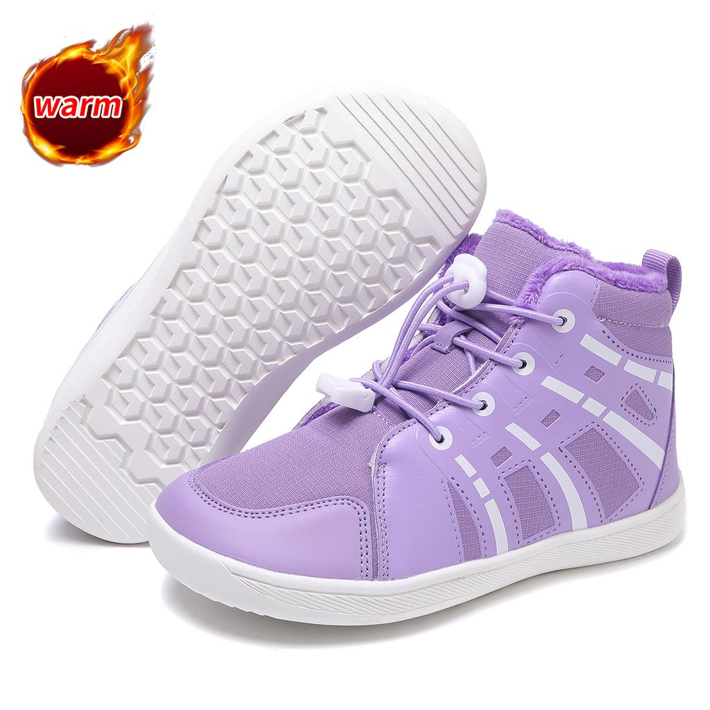 Kinder Schneestiefel mit breiter Zehenpartie, Plüsch-Baumwollschuhe, Jungen Mädchen High-Top Stiefel, Winter Outdoor Wanderschuhe, Warme Freizeitschuhe