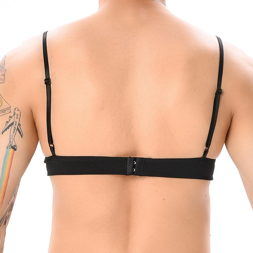 Mens Sheer Lace Bra Soft Bralette with Removable Straps Lightweight Sleepwear Loungewear