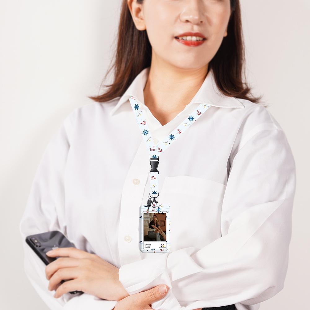 Chest Badge & ID Card Holder with Lanyard Strap and Retractable Buckle