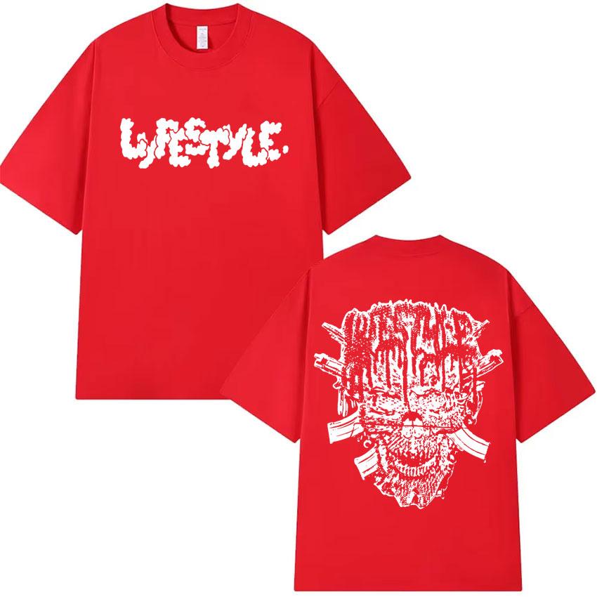 Rapper Yeat Lyfestyle Skull Graphics Album Tshirt Mens Clothing Casual Cotton Short Sleeve Summer Oversized Streetwear T Shirts S