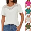 Women's Fashionable Casual Ice Silk Pleated Lace Round Neck Short Sleeve