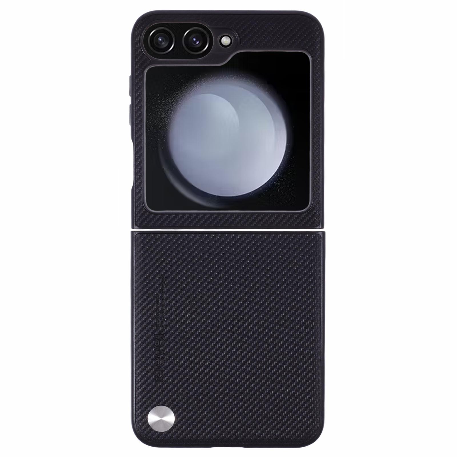 

X-LEVEL Чехол для телефона для Samsung Galaxy Z Flip6 5G Текстура углеродного волокна ПУ кожа+ПК Чехол для телефона Black