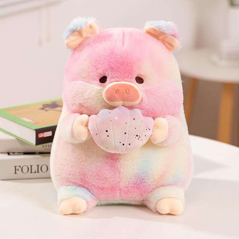 

1/20-50cm Kawaii Rainbow Pig Plush Toy Holding Shell Colorful Stuffed Animals Soft Doll Gift 20cm розовый