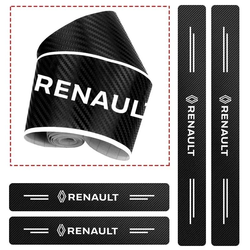 4Pcs Carbon Fiber Leather Car Door Sill Protection Strip For Renault DACIA Fluence Scenic Loguna Logan Twingo Clio Captur ZEO R777