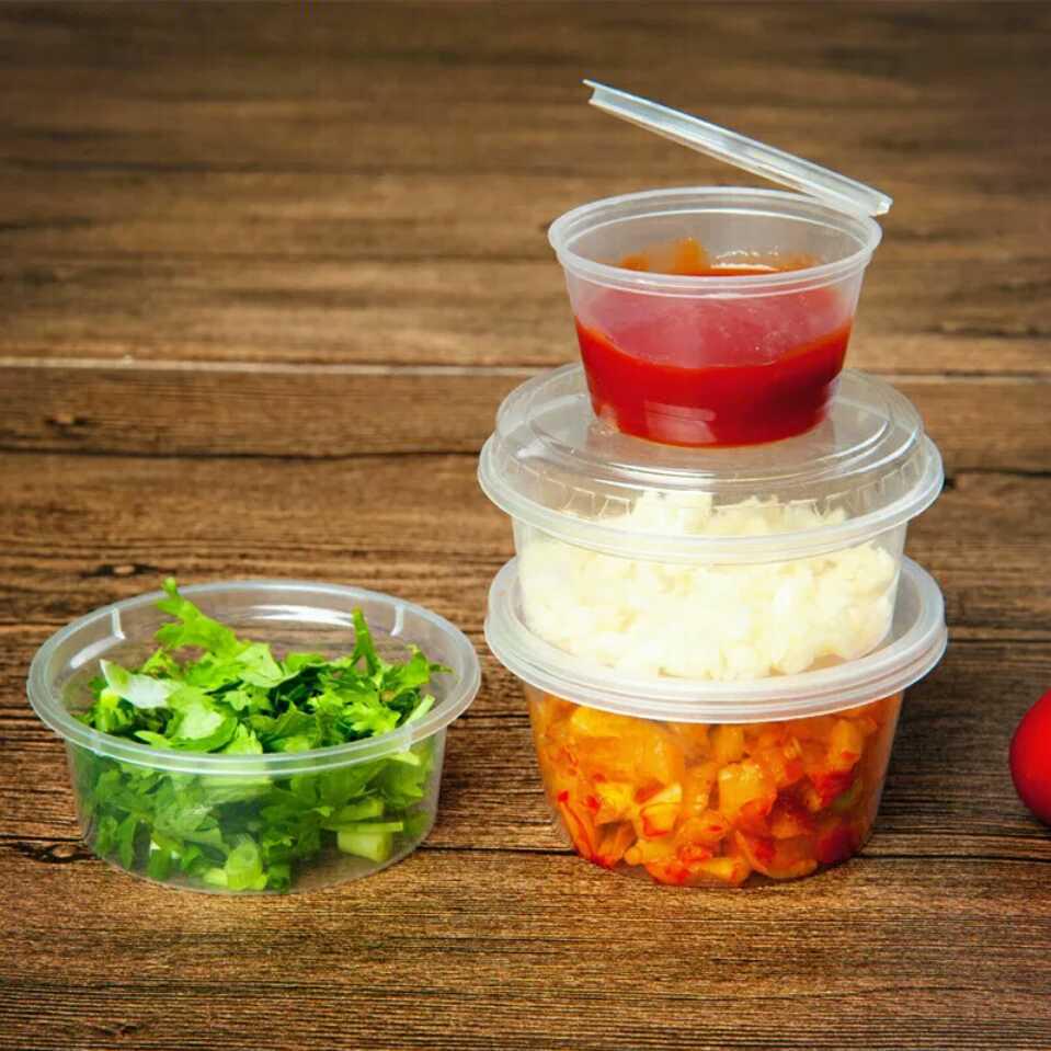 2oz Hong Kong Style Rectangular Chili Oil Slime Sauce Cup - Disposable Seasoning Dish