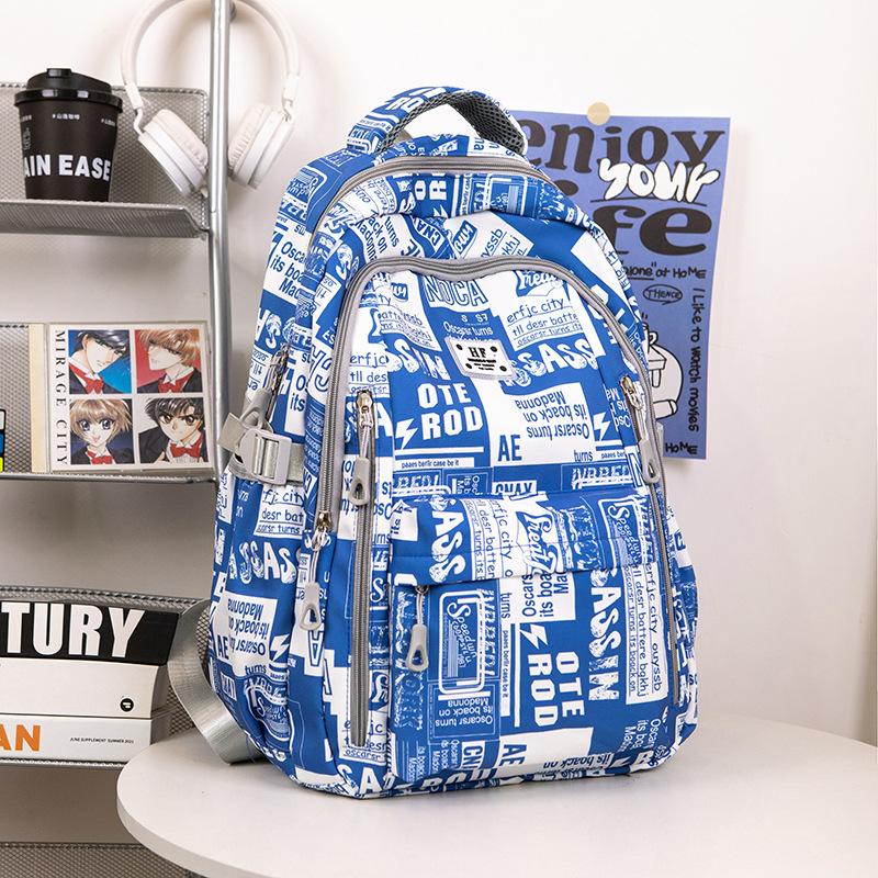 

High-value graffiti schoolbag for male students, junior high school students, backpack for boys, campus large-capacity backpack for women