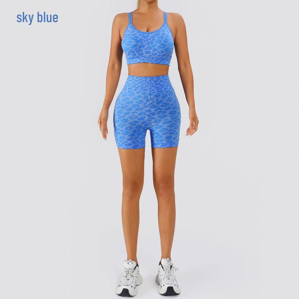 TK High Waist Seamless Yoga Set: Stretchy Three-Quarter Shorts & Sexy Bra with Chest Pads for Women