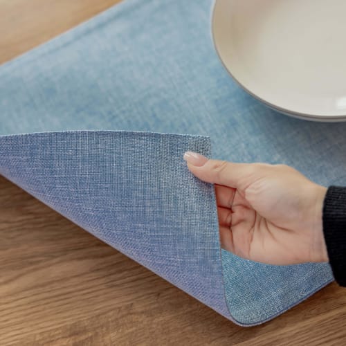 Demetex Reversible Placemat, Cotton-Linen Fabric, Stylish, Scandinavian-inspired Placemat for Parties, Luxury Placemat, Solid Color, Tableware, Gift,