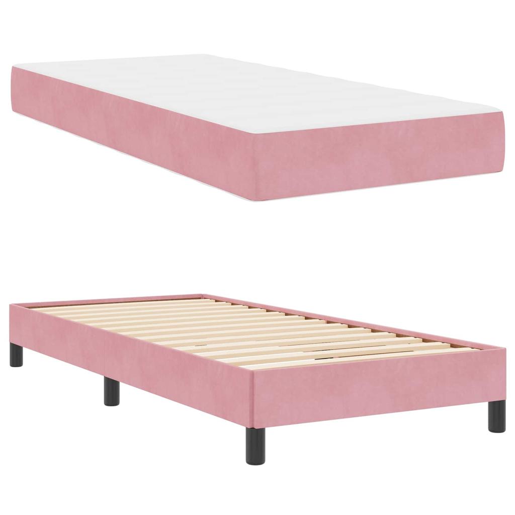 Box Spring Bed with Mattress Pink 80 x 200 cm Fabric