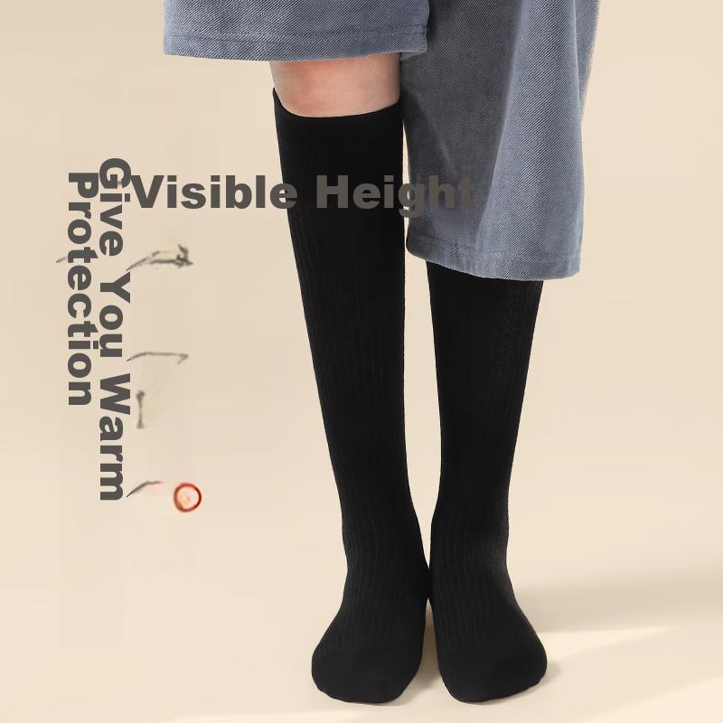 Women's Over-Knee Socks, Cotton Socks, JK High Tube Socks with Boots, Ladies' Long Socks, Black Mid-Calf to Knee-Length Socks