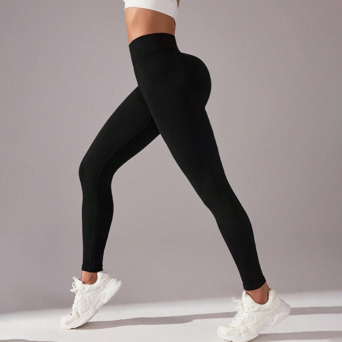 

European and American popular seamless hip lift fitness pants, belly tight high waist peach hip yoga pants S