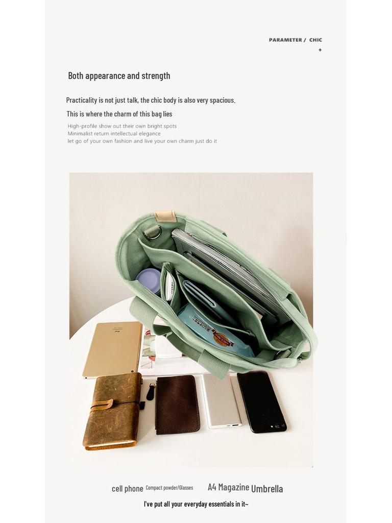 16-oz Japanese-Korean Style Women's Canvas Tote: Single Shoulder, Crossbody, Large Capacity Handbag