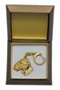 Bedlington Terrier, Rothbury Terrier, Rodbery Terrier - Gilded key ring with dog in gift box, handbag decoration, luxury accessory by Art-Dog brand