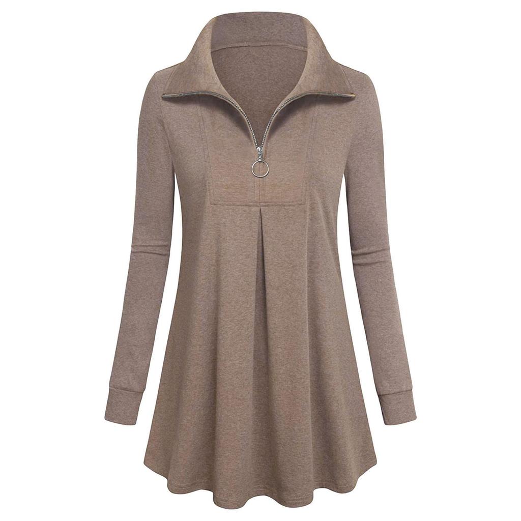 Fashoin Women's Long Sleeve Lapel Tunic Casual Pullover Sweatshirt Blouse Tops