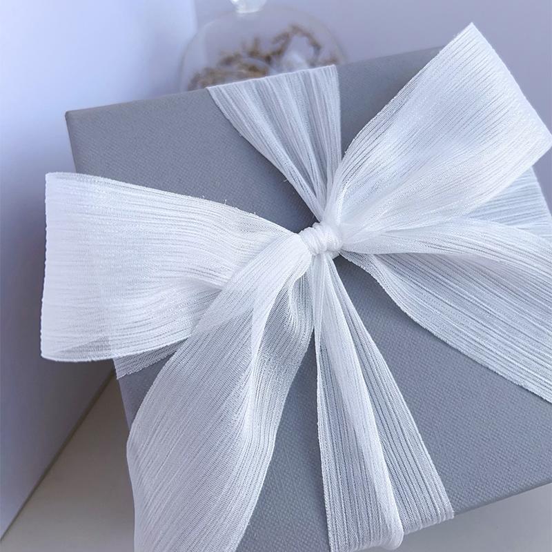 1PC Silver Glitter Ribbon Sparkling Organza Ribbon Ribbon Bow Wedding Cards & Invitations