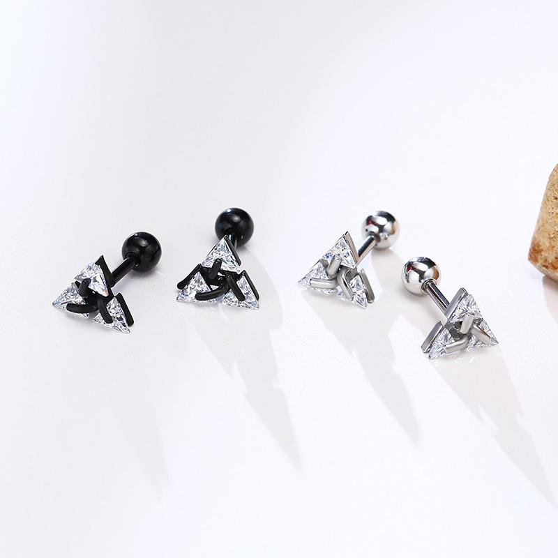 Crystal Men Stud Pierced Earringtriangle Zircon Stud Earringsstainless Steel Tiny Minimalist Studs For Mens Women Zircon