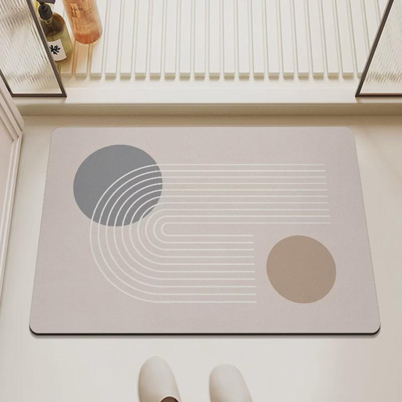 Bathroom Floor Mat, Water Absorbent and Anti Slip Soft Diatomaceous Earth Floor Mat, Toilet Foot Mat