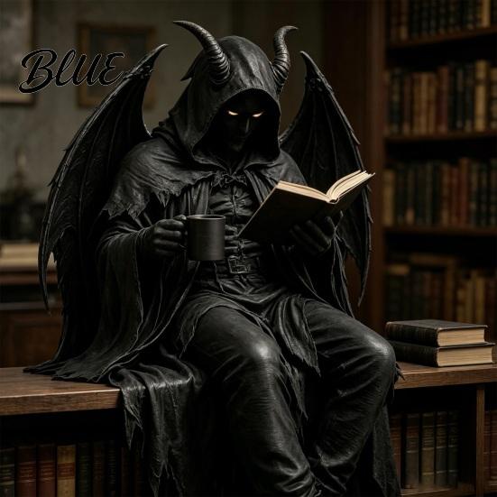 Reading Skeleton Decoration Gothic Dark Fantasy Figure Book Statue
