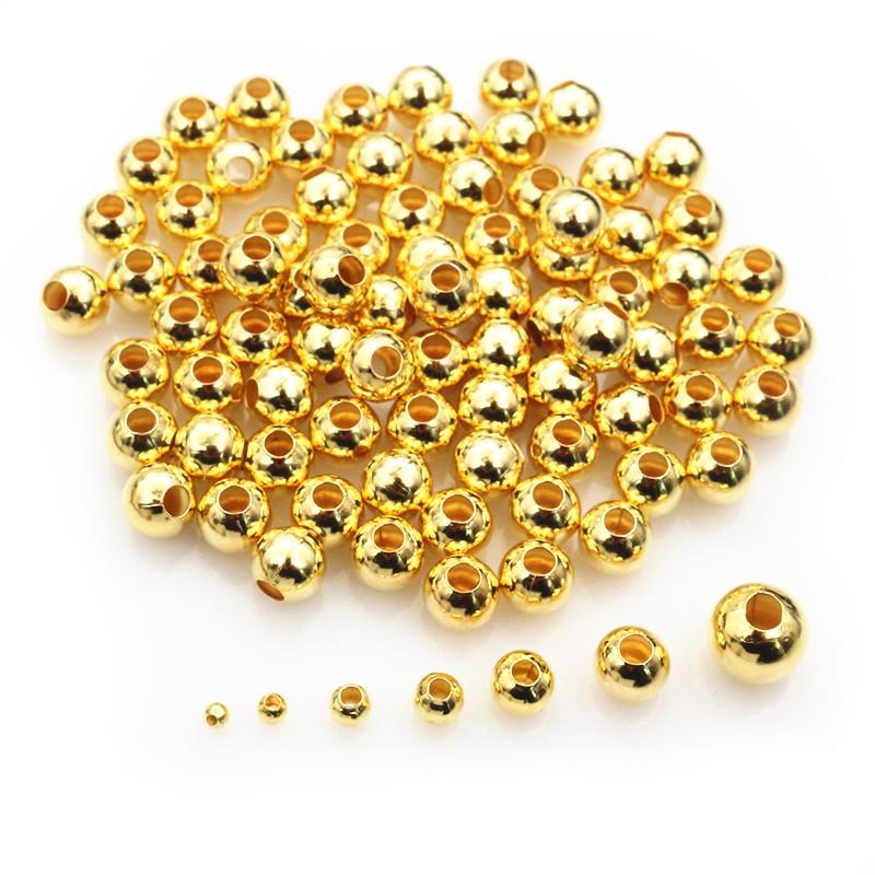 50-500pcs/lot 2-8mm Gold Silver Color Round Spacer Beads Ball End Seed Metal Beads For DIY Jewelry Making Findings Accessories