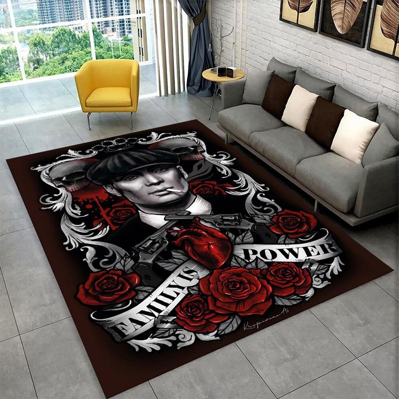 Classic P-Peaky Blinders Tommy Shelby Non-Slip Area Rug for Living Room,Bedroom,Playroom,Soft Carpet Floor Mat Home Decor Rug