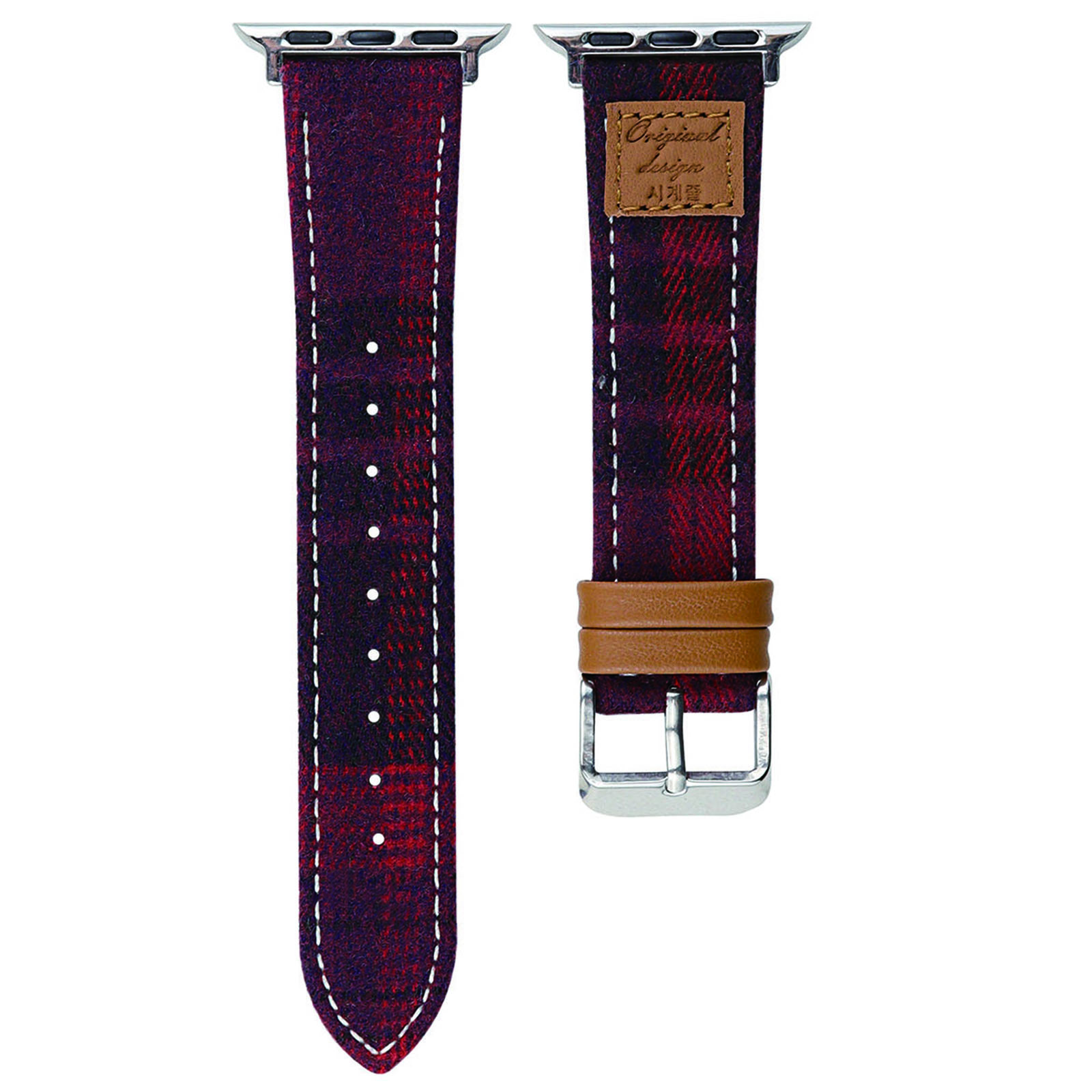 

Wool+Leather Strap for Apple Watch Series 10 42mm/9 8 7 41mm/SE (2023) SE (2022) SE 6 5 4 40mm/3 2 1 38mm Wine Red
