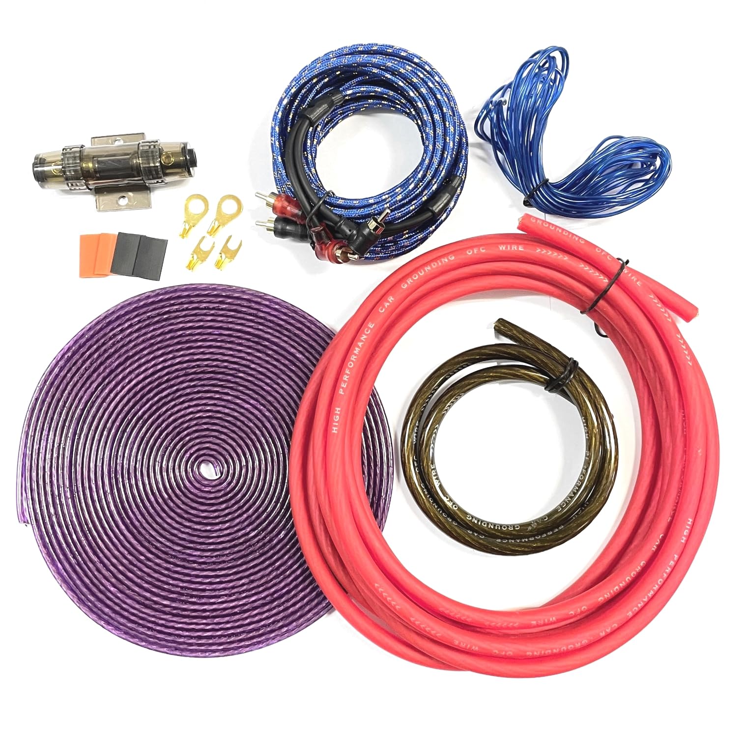 

CGP 4-Gauge Wiring Kit, MD-A68G, Includes Power Cable, Ground, Remote, RCA Speaker Cable, Fuse Holder, and Car Audio Installation Kit
