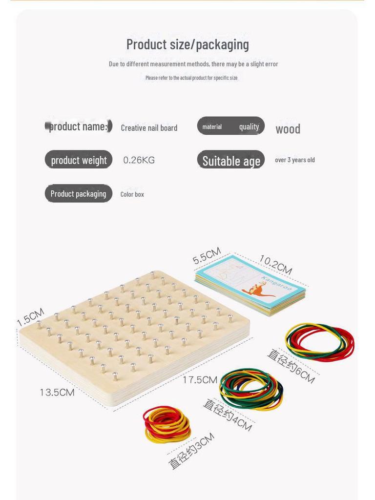 Creative Wooden Shape-Matching Nail Board: Early Education Logic & Art Toy for Kids.
