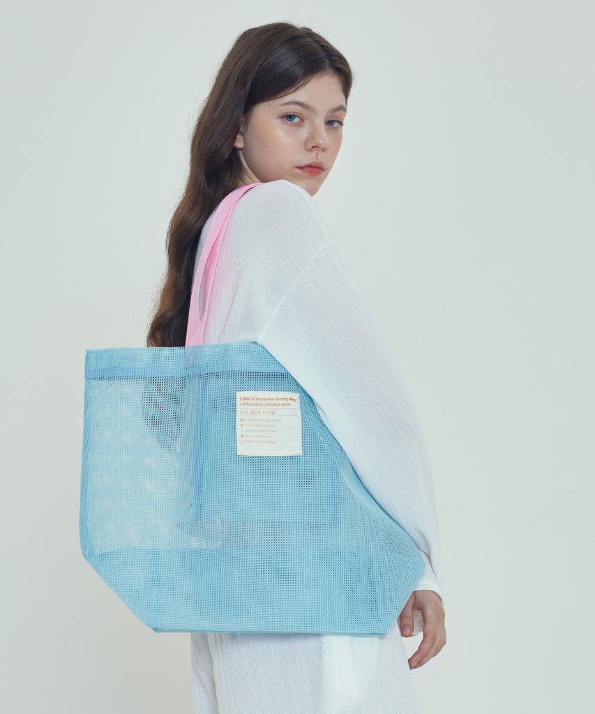 Roidesrois Two-Color Mesh Multi Bag (Blue/Pink)