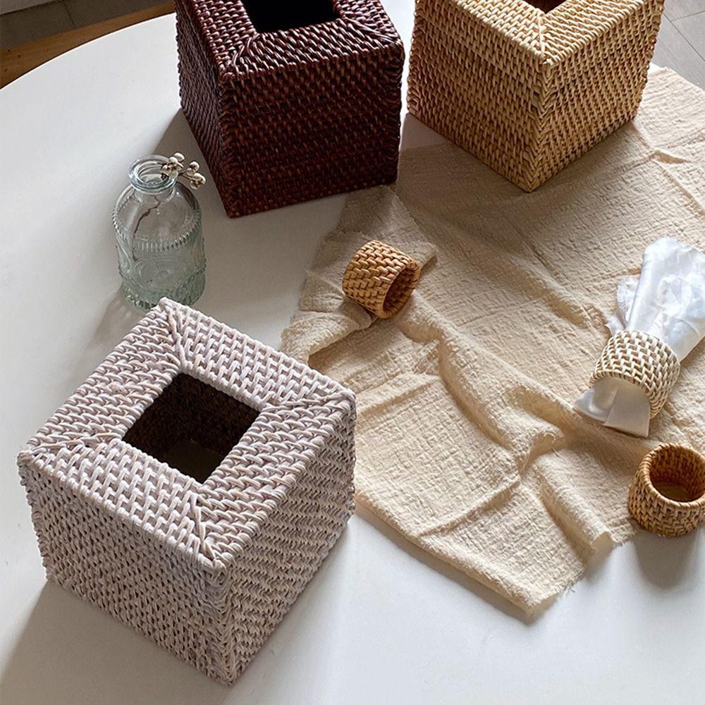 Natural Material Handwoven Rattan Napkin Rings Handmade Rattan Napkin Buckle Home Dining Decor