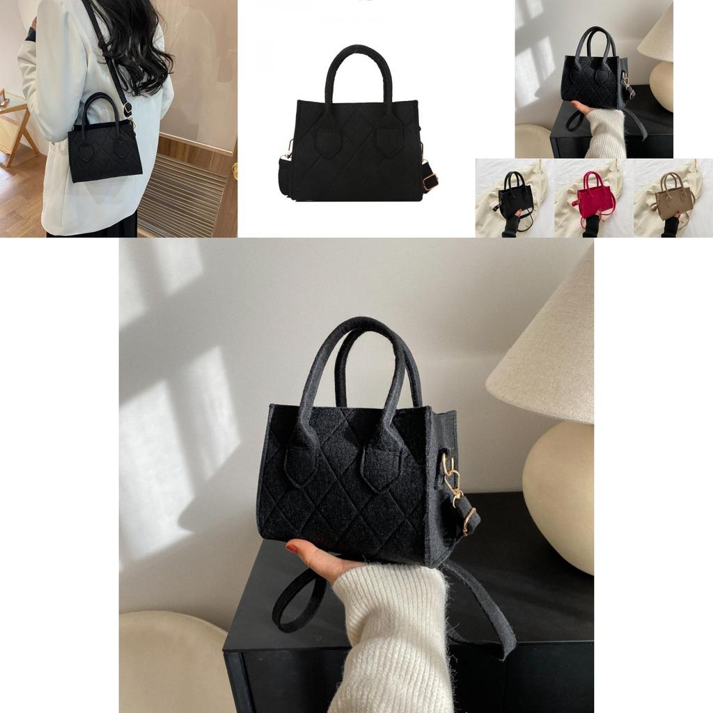 Chic Minimalist Felt Crossbody Bag Elegant Square Shape For Casual And Commuter Use