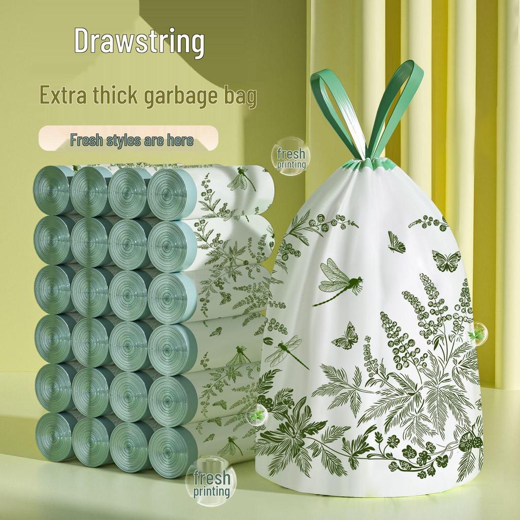 Blue Heart Rabbit Extra-Large Cute Cartoon Drawstring Trash Bags - Tear-Free, Thickened, Handheld for Household/Dorm Use
