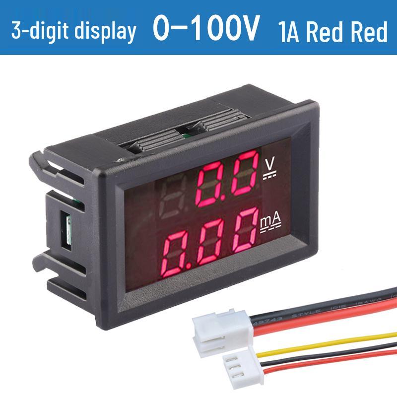 Digital LED DC Current Voltage Meter, Dual Display: 0-100V/200V, 10A/50A/100A Ammeter