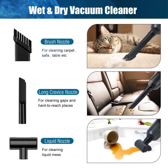 Handstaubsauger 120W 8000PA Tragbar Kabellos Wiederaufladbar Staub Haare Krümel