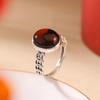 Ethnic Thai Silver Amber Coin Egg Ring - Versatile and Retro Open Design