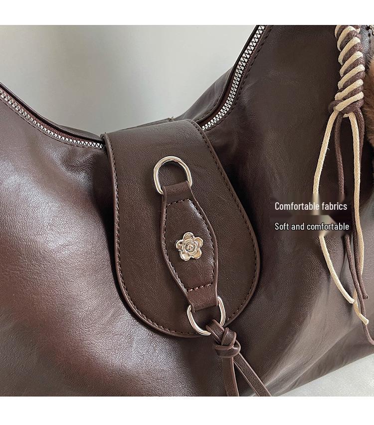 Women's Retro Single Shoulder Bag - Autumn 2025 Trendy Fashion, Korean-Style, Large Capacity Tote Backpack