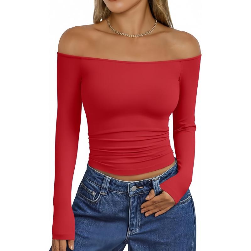 2025 Trendy One-Shoulder Long Sleeve Slim Fit Women's T-Shirt