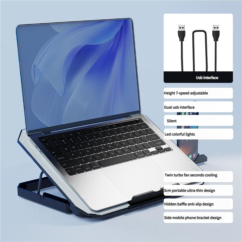 N22 Plastic Double Fans Universal Laptop Cooler Stand Adjustable Ergonomic for 12-17 Inch Laptops in Stock