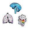 Blaues Gehirn Regenbogen Herz Lunge Brosche