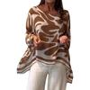 Damen lockere lässige Chiffonbluse Langarm bedruckt Oversized Tunika Top Leichtes atmungsaktives Gewebe Bequeme Passform