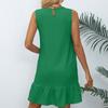 Women's Casual Short Summer Dress Sleeveless Round Neck Cute Ruffle Dress