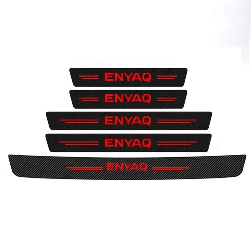Carbon Fiber Car Door Sill Rear Trunk Bumper Guard Plate Protector Stickers for Skoda ENYAQ  Threshold Anti-Scratch Decals