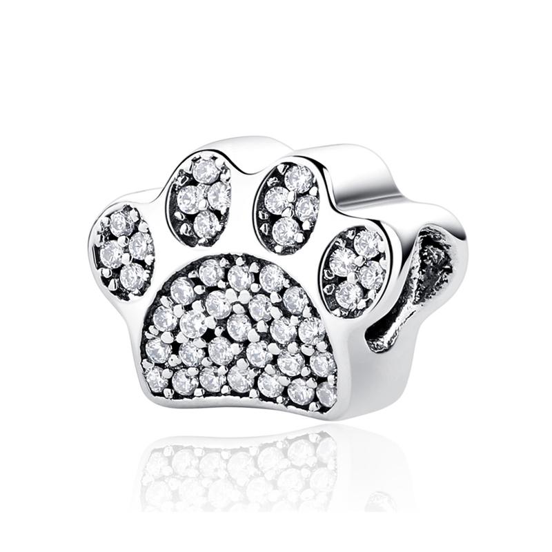 Original 925 Sterling Kupfer Charm Perle Liebe Hund Katze Pfote Panda Glühwürmchen Anhänger Charms Passend für Armbänder Halsketten Frauen Zirkon