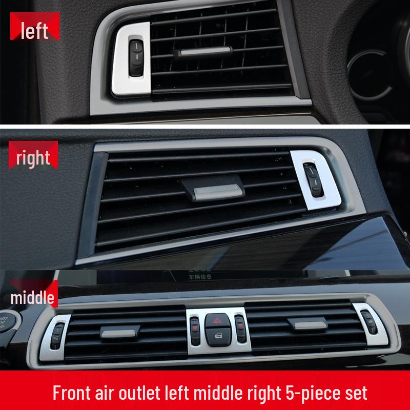 BMW 5 Series GT Interior Modification: Center Console Vent & Window Lift Handle Bright Strip Stickers for 528 535i.